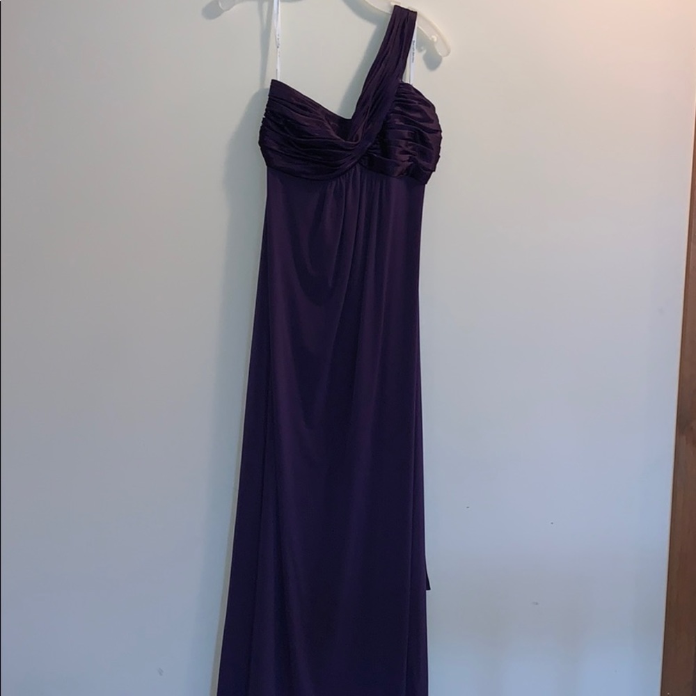 Dark purple one shoulder prom dress